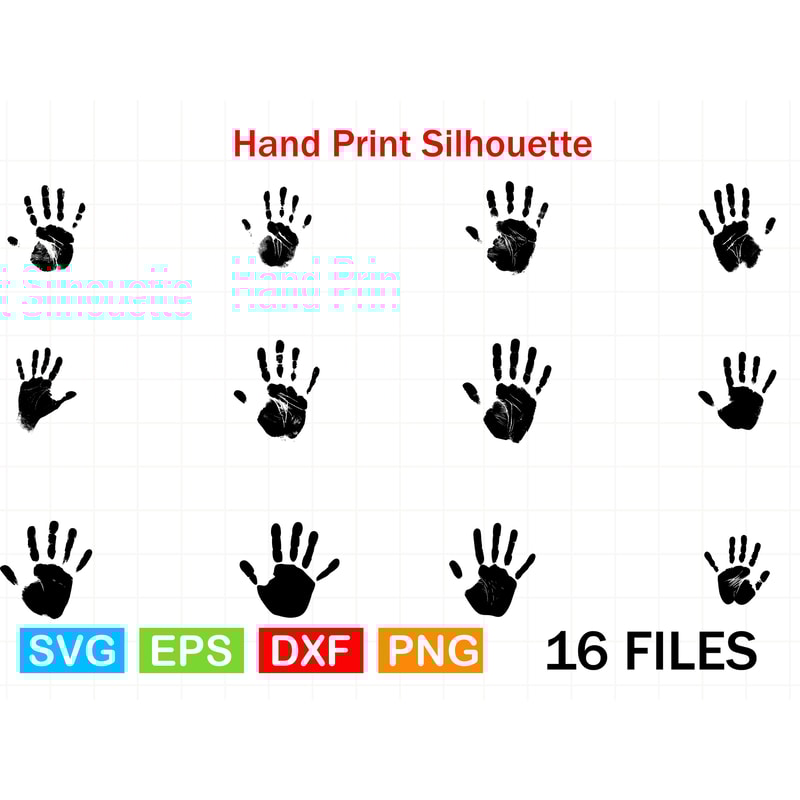 Hand Print Silhouette SVG Palm And Fingerprint Outline Vector Cut File For Cricut Silhouette 0