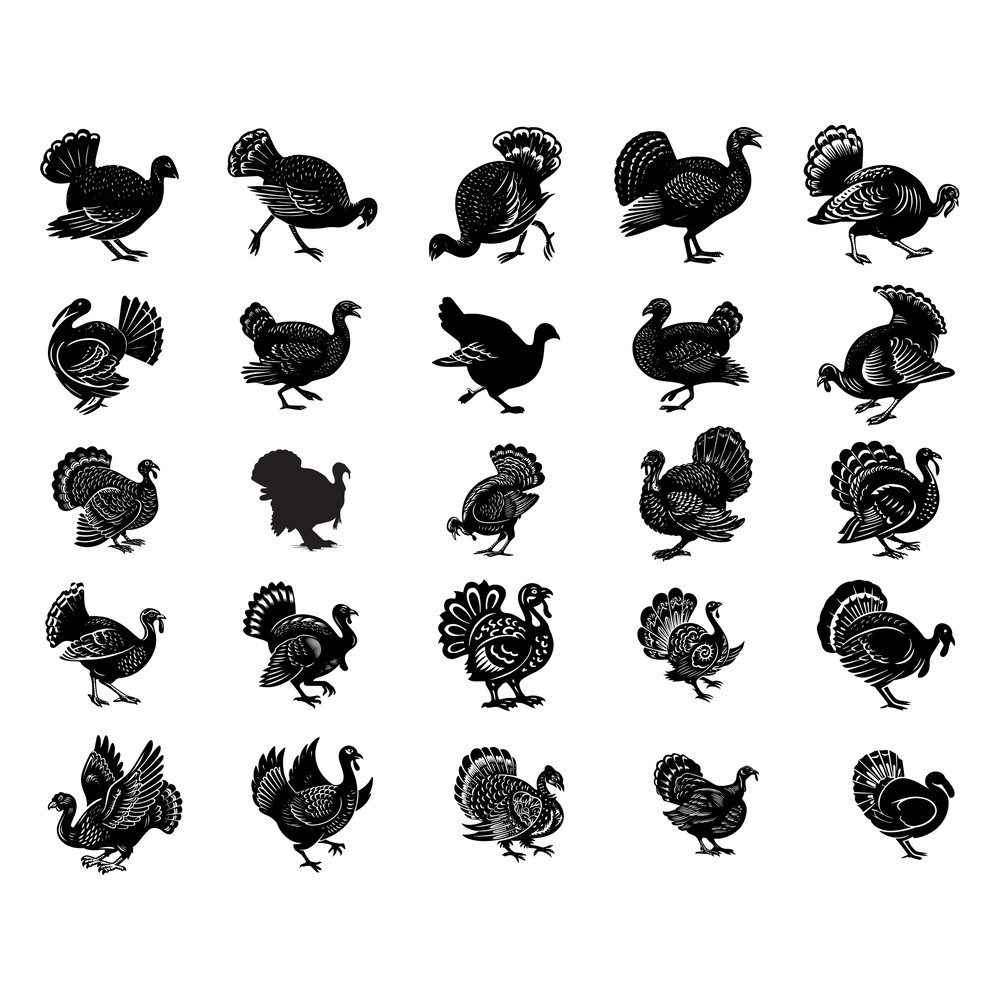 Turkey SVG Bundle  Thanksgiving Cut Files With Cute And Traditional Turkey Designs For Cricut  Silh 1