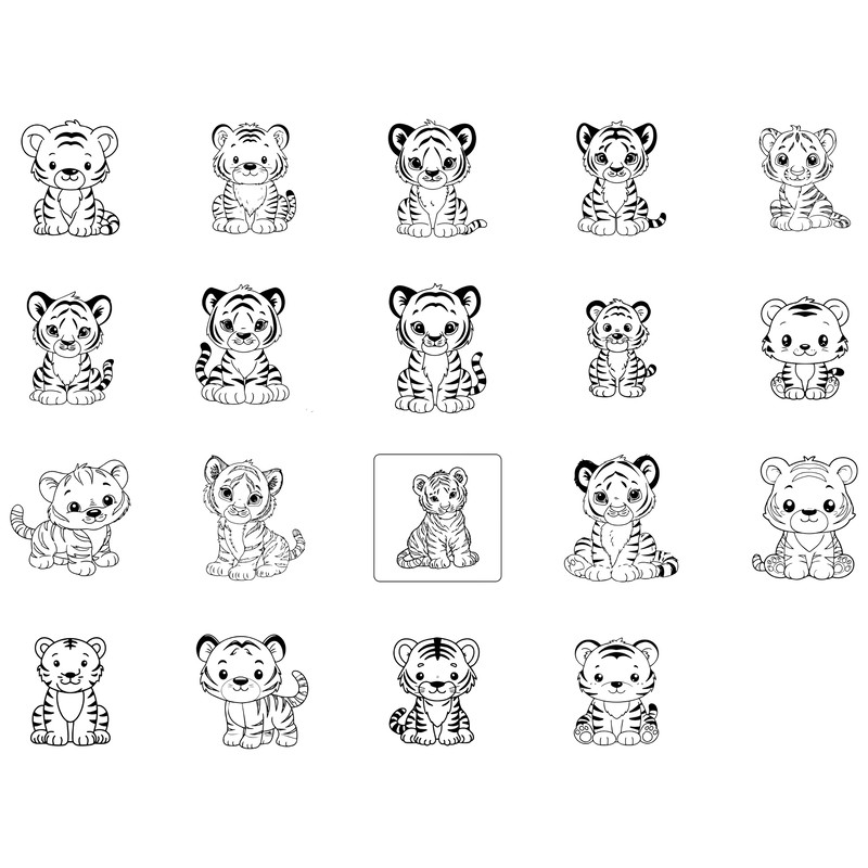 Cute Baby Tiger SVG Bundle Adorable Jungle Animal Clipart Cut Files For Cricut Silhouette 1