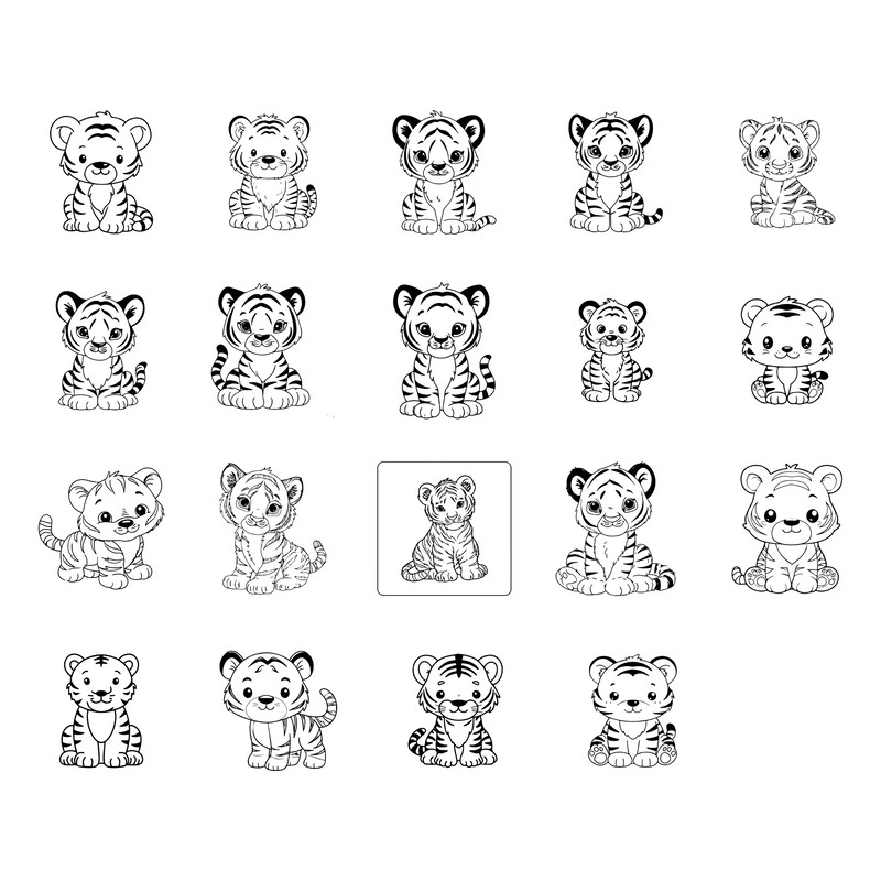 Cute Baby Tiger SVG Bundle Adorable Jungle Animal Clipart Cut Files For Cricut Silhouette 2