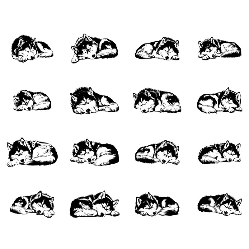 Sleeping Wolf SVG Bundle Peaceful Wild Animal Silhouettes  Forest Clipart Cut Files For Cricut  Sil 1