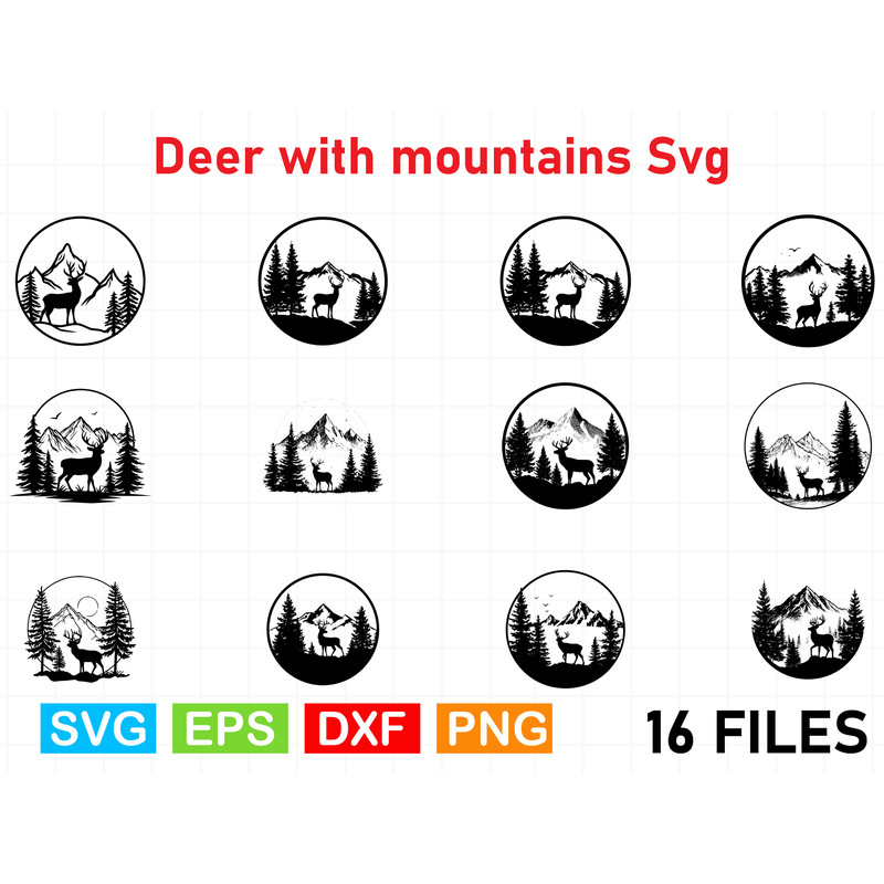Deer With Mountains Svg 0