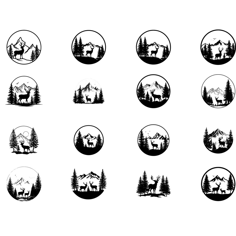 Deer With Mountains Svg 1