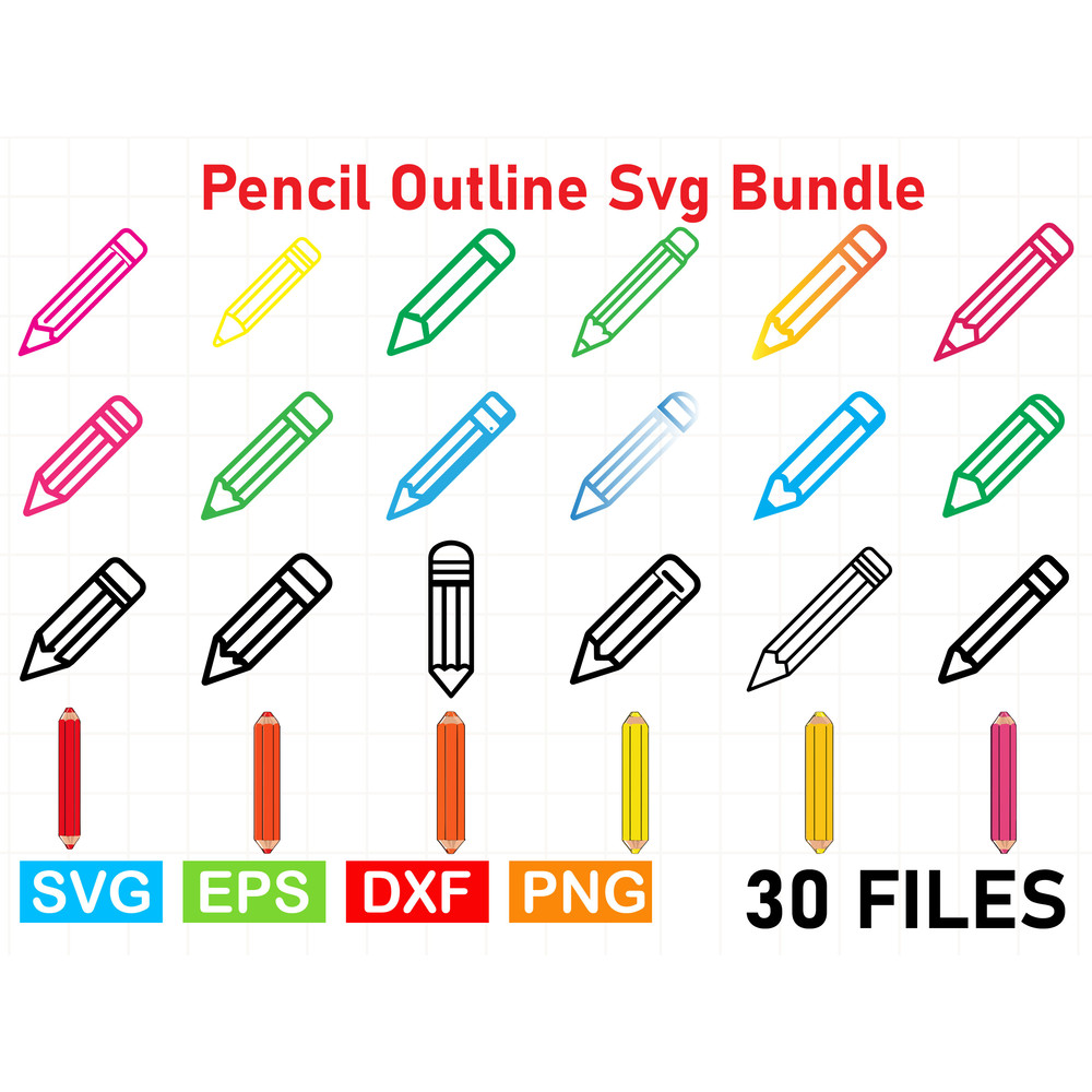 Pencil Outline Svg Bundle 0
