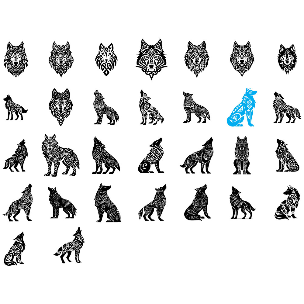 Wolf With Viking Runes SVG Bundle 1