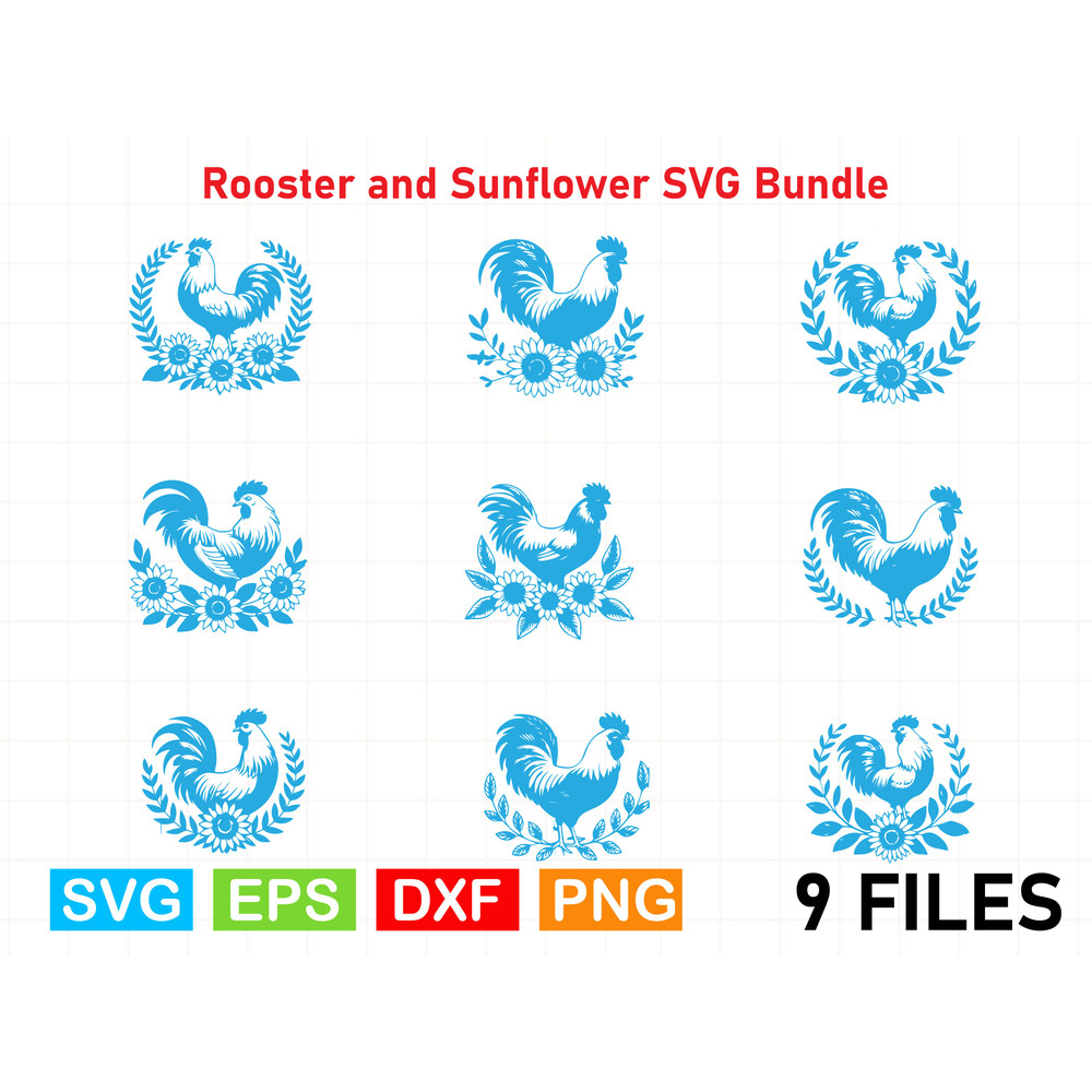 Rooster And Sunflower SVG Bundle 0