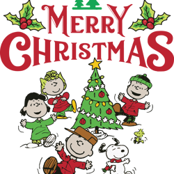 merry christmas peanuts friends svg, charlie brown, lucy, snoopy svg, woodstock, christmas logo, digital download