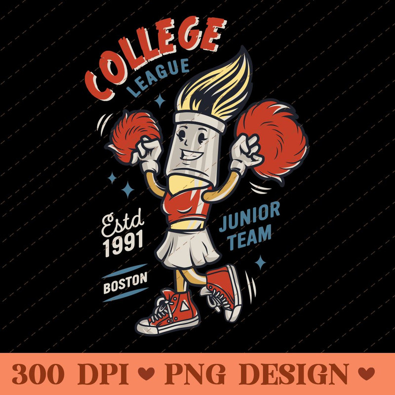 College League Cheerleader  Fun Cartoon Mascot Design 0