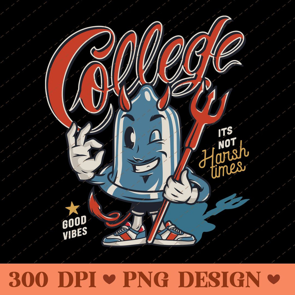 College Devil Fun Playful Cartoon Mascot Design 0