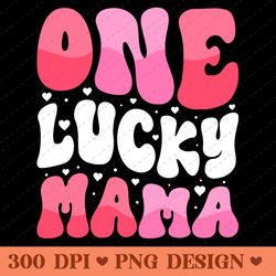 one lucky mama retro groovy mother's day png design