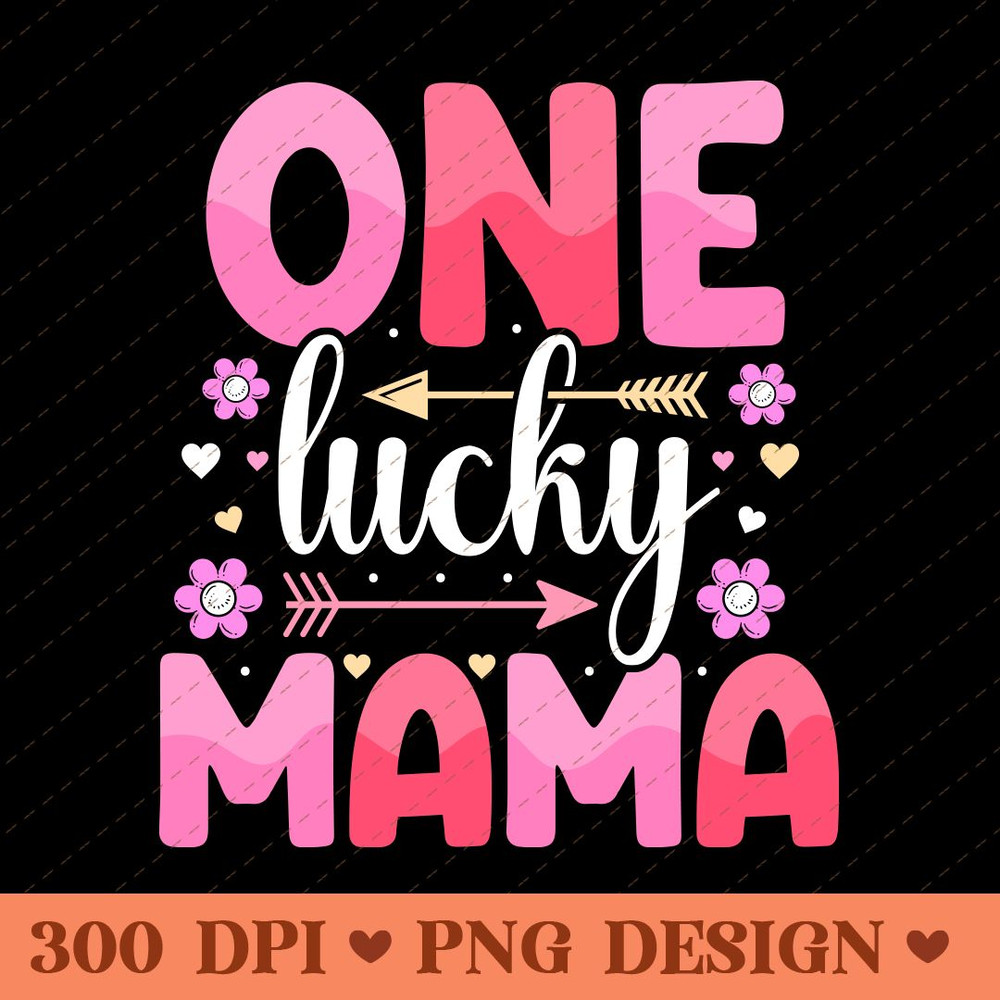 One Lucky Mama Cute Floral And Arrow Retro PNG Design 0