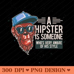 a hipster is someone whos very aware of his style cool monkey graphic png design