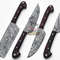 4Piece Handmade Damascus Steel Chef BBQ Knife Set With Leather Roll Bag 5