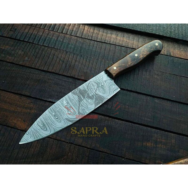 Handmade Forged Damascus Steel 7Piece Knife Set With Leather Roll Bag 3