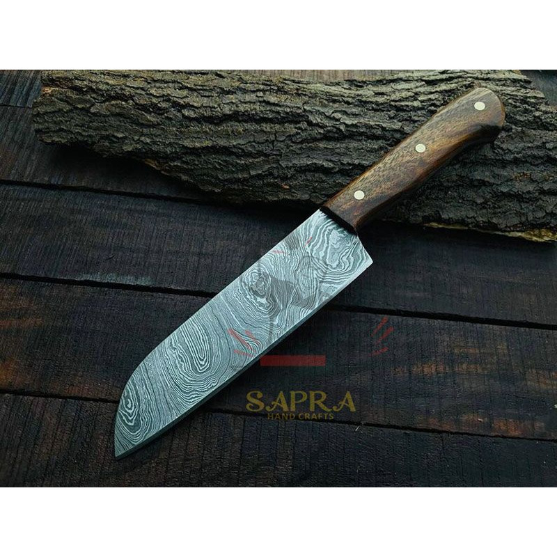 Handmade Forged Damascus Steel 7Piece Knife Set With Leather Roll Bag 4