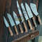 Handmade Forged Damascus Steel 7Piece Knife Set With Leather Roll Bag 0