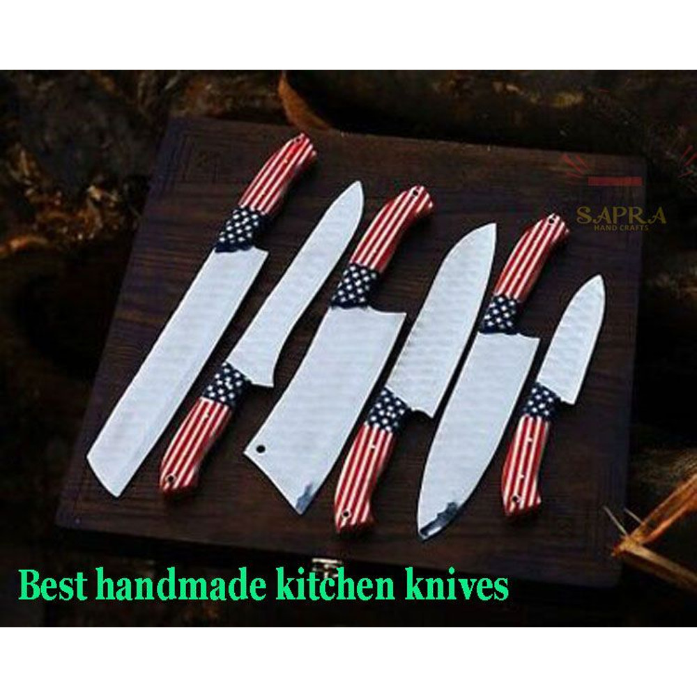 Handcrafted D2 Steel Best Kitchen Knives Set With Leather Roll Carry Bag 1