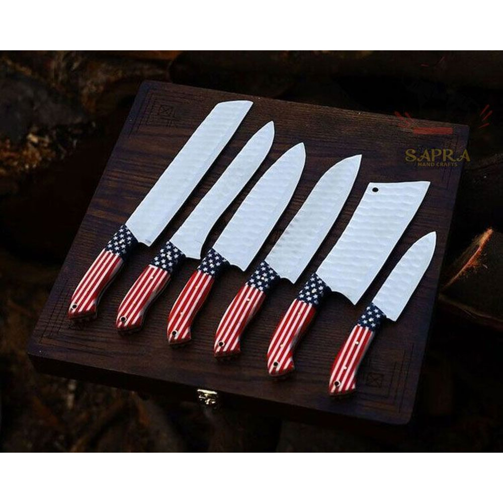 Handcrafted D2 Steel Best Kitchen Knives Set With Leather Roll Carry Bag 4
