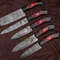 Handmade Forged Damascus Steel Best Kitchen Chef Knives Set With Leather Bag 6