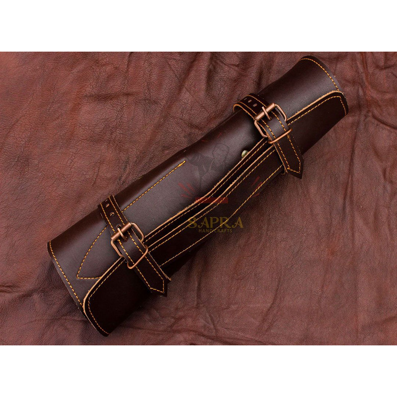 Handmade Forged Damascus Steel Best Kitchen Chef Knives Set With Leather Bag 2