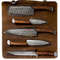 Elite 5Piece Damascus Steel Chef Knife Set  Handmade With Leather Roll Bag 0