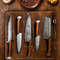 Elite 5Piece Damascus Steel Chef Knife Set  Handmade With Leather Roll Bag 1