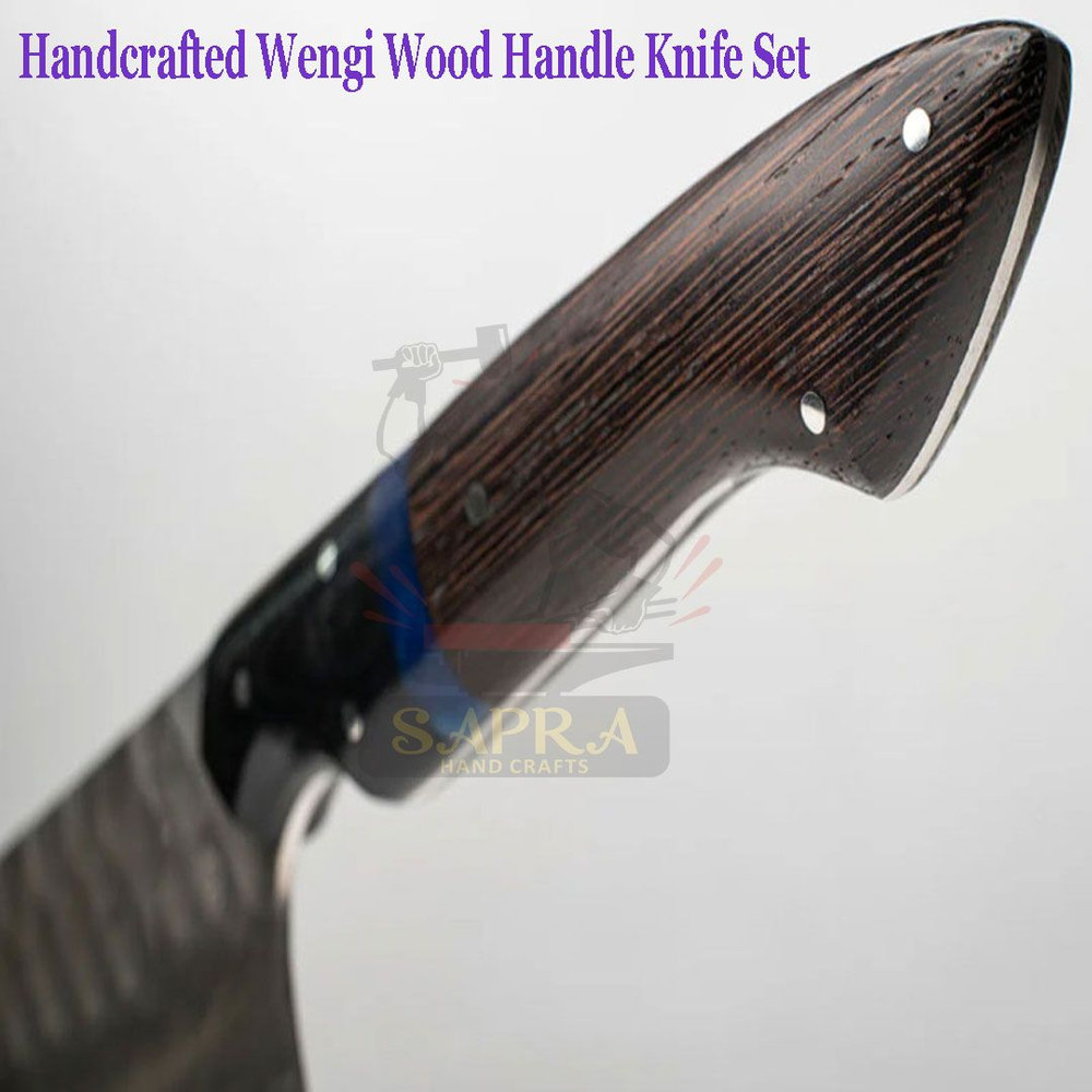 Elite 5Piece Damascus Steel Chef Knife Set  Handmade Knives Set With Leather Roll Bag 3
