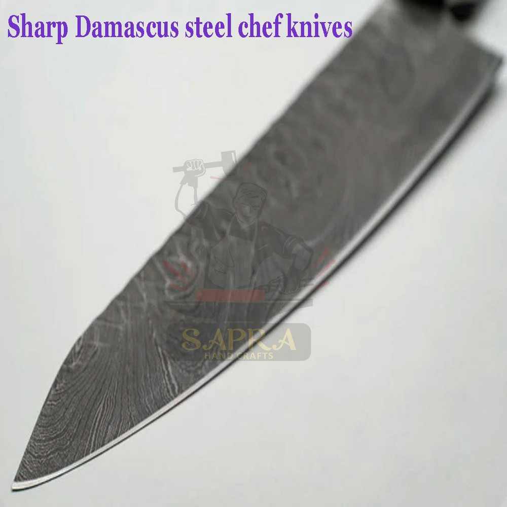 Elite 5Piece Damascus Steel Chef Knife Set  Handmade Knives Set With Leather Roll Bag 4