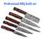 Handmade Damascus Steel Chef Knife Set Professional BBQ Kitchen Knives With Leather Bag 7
