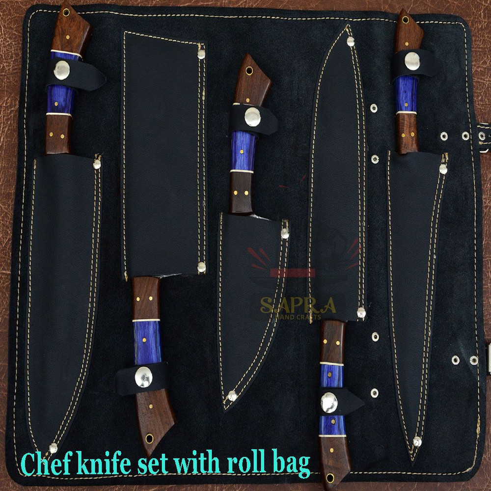Chef knife set with roll bag