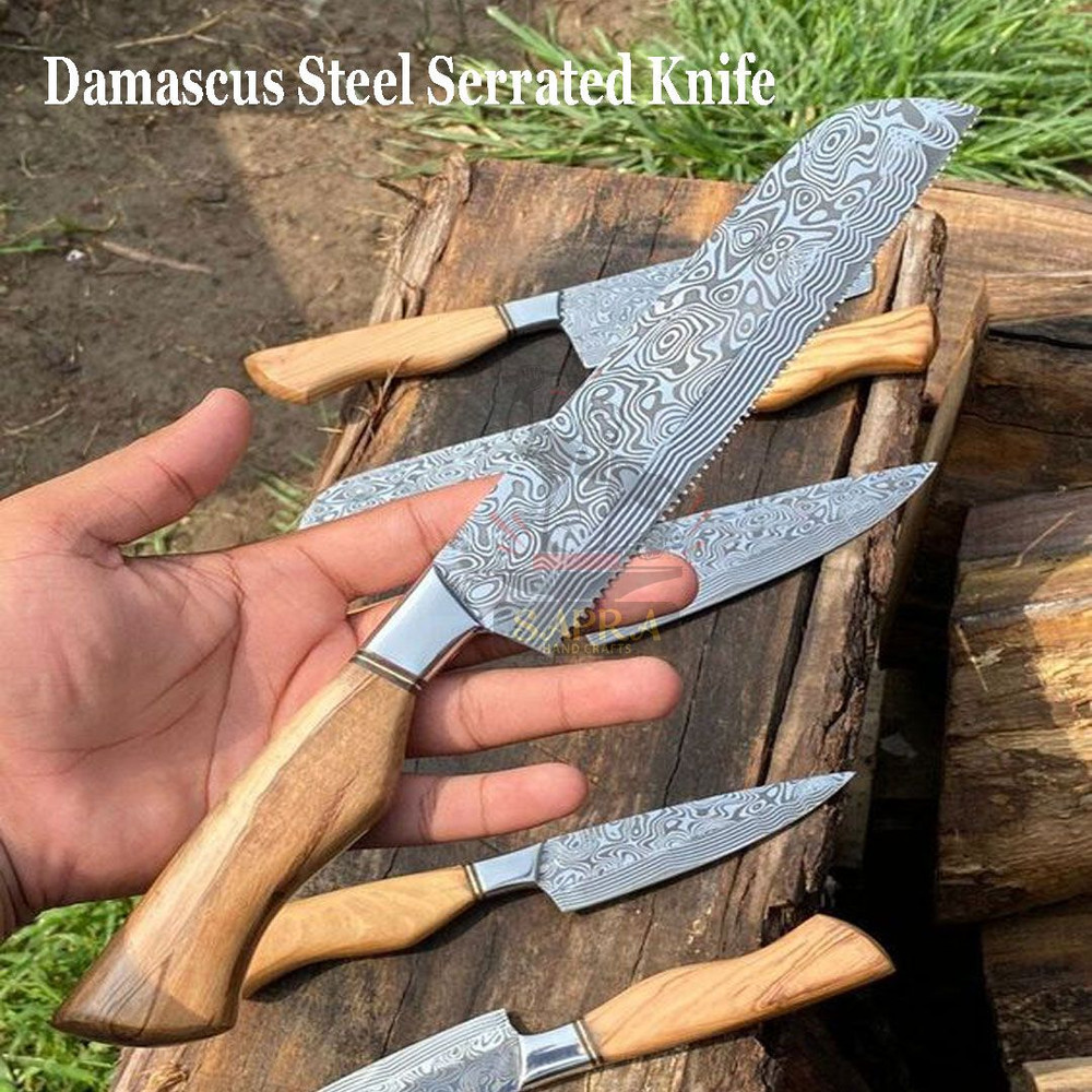 Damascus Steel Serrated Knife