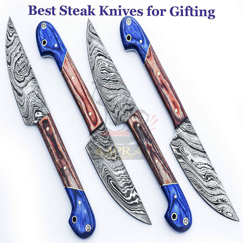 Handcrafted 4Piece Damascus Steel Steak Knives Set  Best Steak Knives For Dining 1
