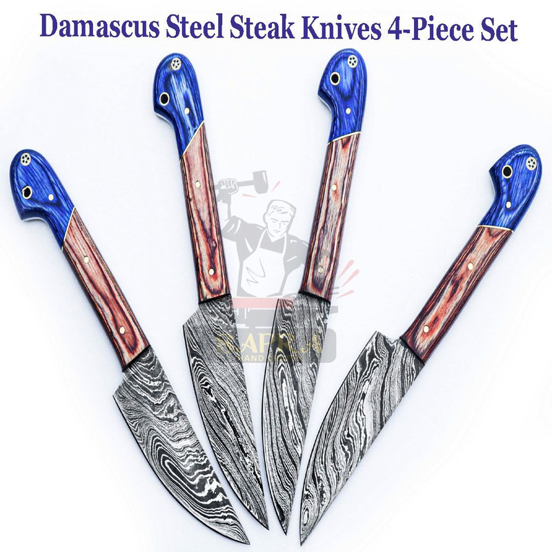 Handcrafted 4Piece Damascus Steel Steak Knives Set  Best Steak Knives For Dining 2
