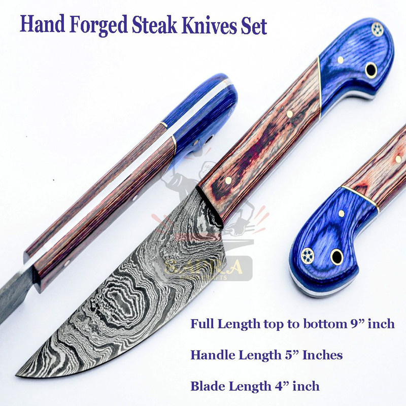 Handcrafted 4Piece Damascus Steel Steak Knives Set  Best Steak Knives For Dining 3