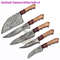 Custom Handmade Damascus Steel Kitchen Knife Set With Leather Roll Bag 1