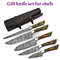 5Piece Handcrafted Damascus Steel Chef Knife Set With Leather Roll Professional Kitchen Knives 0