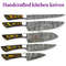 5Piece Handcrafted Damascus Steel Chef Knife Set With Leather Roll Professional Kitchen Knives 3