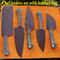 Custom Damascus Steel Chef BBQ Knife Set With Leather Bag 2
