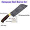 Handmade Forged Damascus Steel Kitchen Knives Set Premium Chef Knife Collection With Leather Roll 2