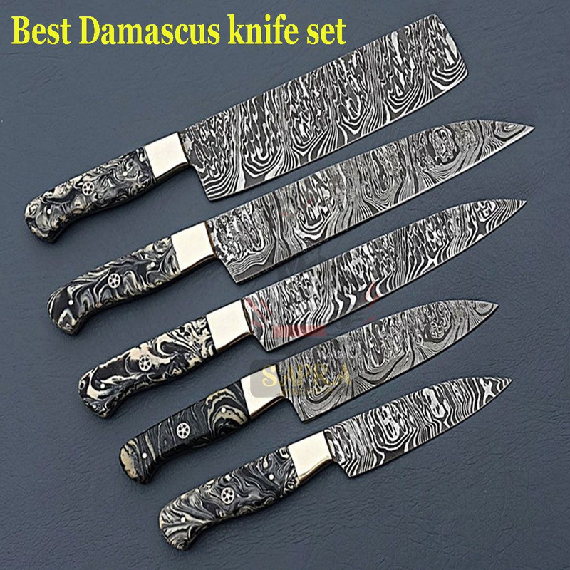 Handcrafted Forged Damascus Steel Kitchen Knives Set Premium Chef Knife Collection 1