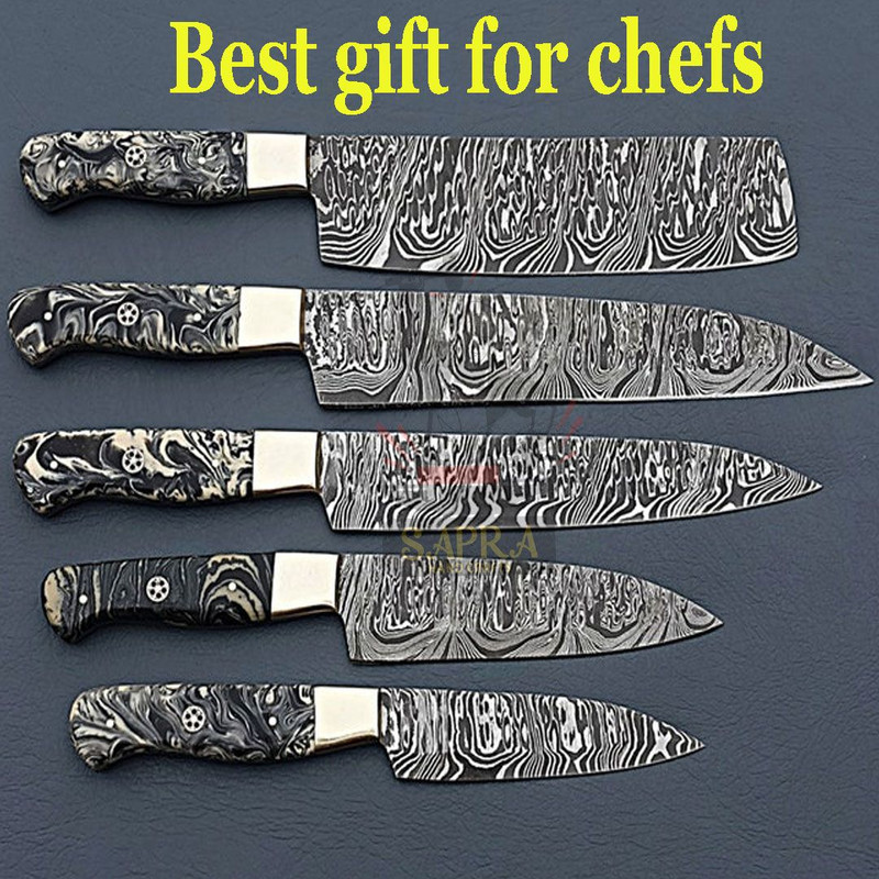 Handcrafted Forged Damascus Steel Kitchen Knives Set Premium Chef Knife Collection 3