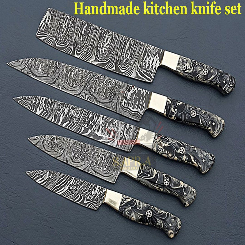 Handcrafted Forged Damascus Steel Kitchen Knives Set Premium Chef Knife Collection 0