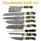 7piece Damascus Steel Chef Knife Set With Sharpener Rod And Leather Bag 5