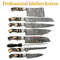 7piece Damascus Steel Chef Knife Set With Sharpener Rod And Leather Bag 6