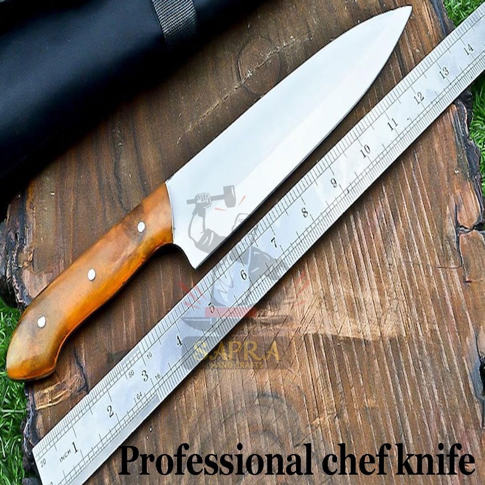 4 Piece J2 Steel Chef Knife Set With Leather Roll Bag 4