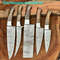 5piece Handmade Damascus Steel Kitchen Knife Set Leather Roll Bag 0