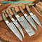 5piece Handmade Damascus Steel Kitchen Knife Set Leather Roll Bag 4