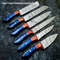 6Piece Handmade Forged Damascus Steel Kitchen Knife Set With Leather Roll Bag 4
