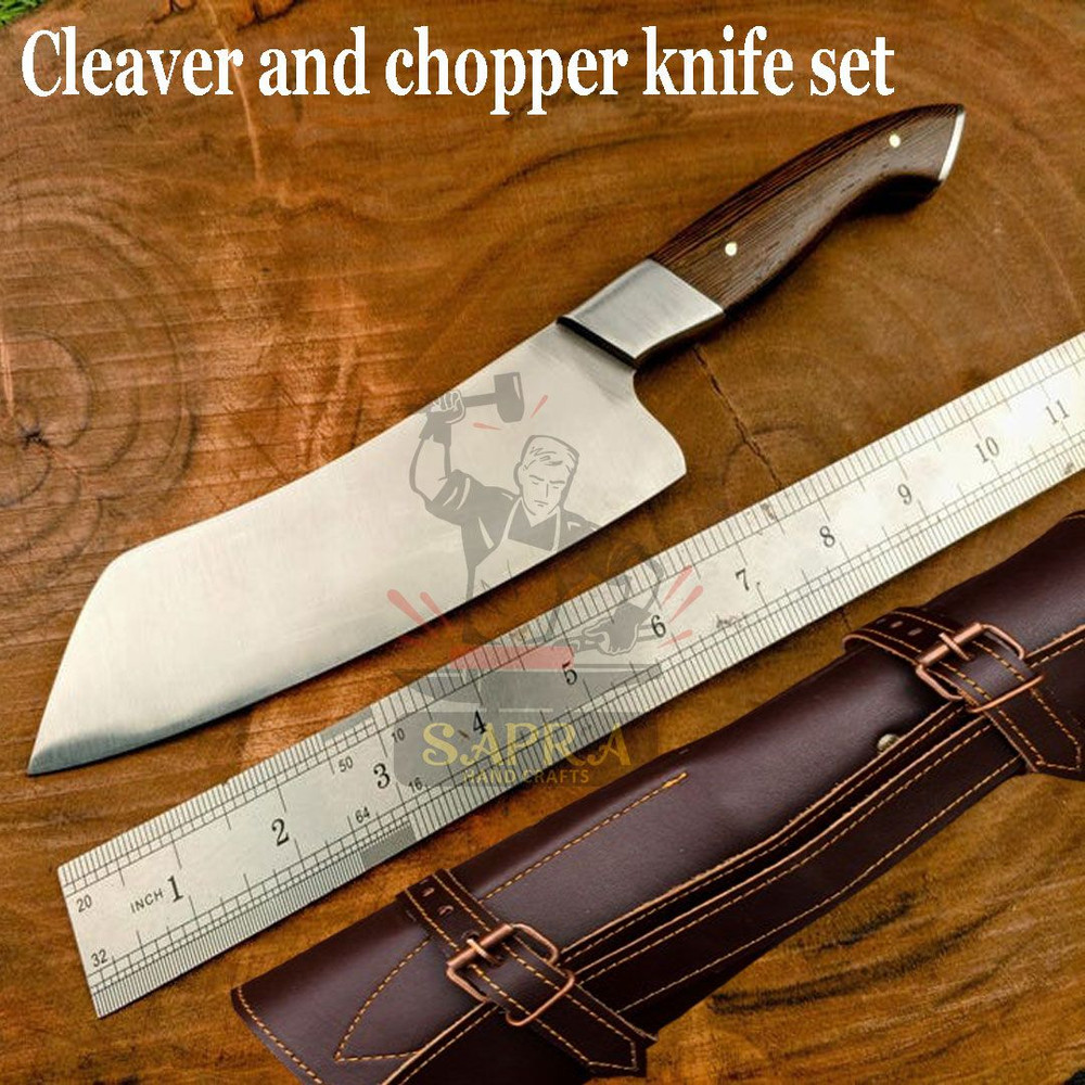 Custom Handmade J2 Steel Chef Knife Set  4Piece Professional Kitchen  BBQ Knives With Leather Roll  3