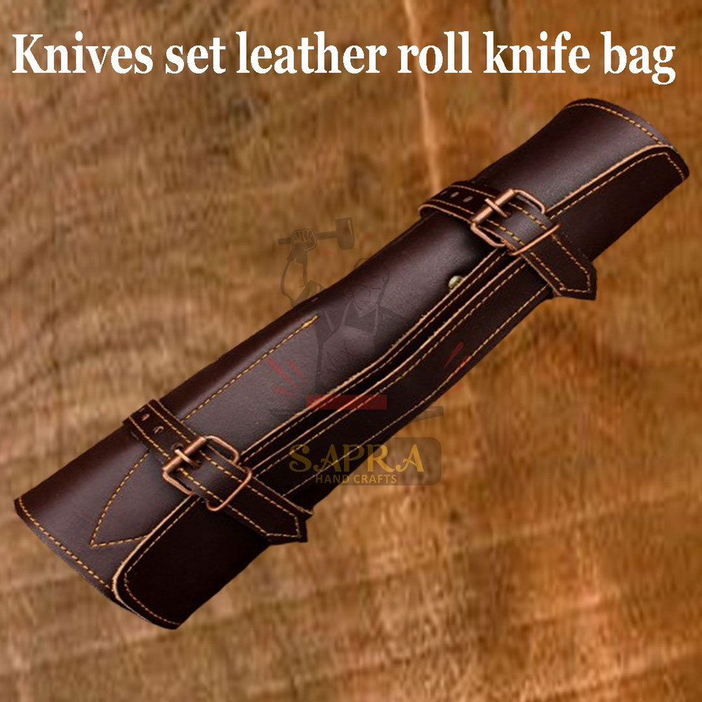 Custom Handmade J2 Steel Chef Knife Set  4Piece Professional Kitchen  BBQ Knives With Leather Roll  4